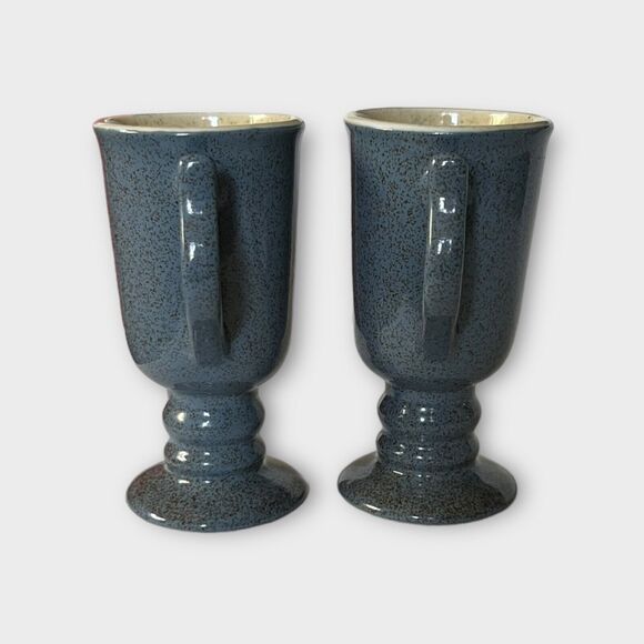 Vintage Hall Made in the USA 1273 Blue Speckled Irish Coffee Mugs Set of 2 - Picture 4 of 16